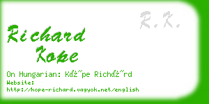 richard kope business card